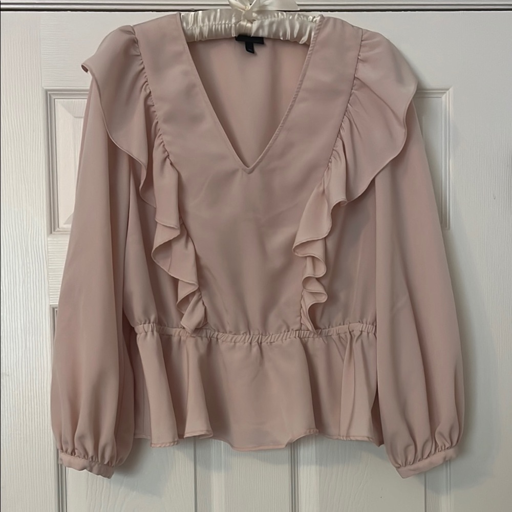 Elegant Pink Ruffle Blouse